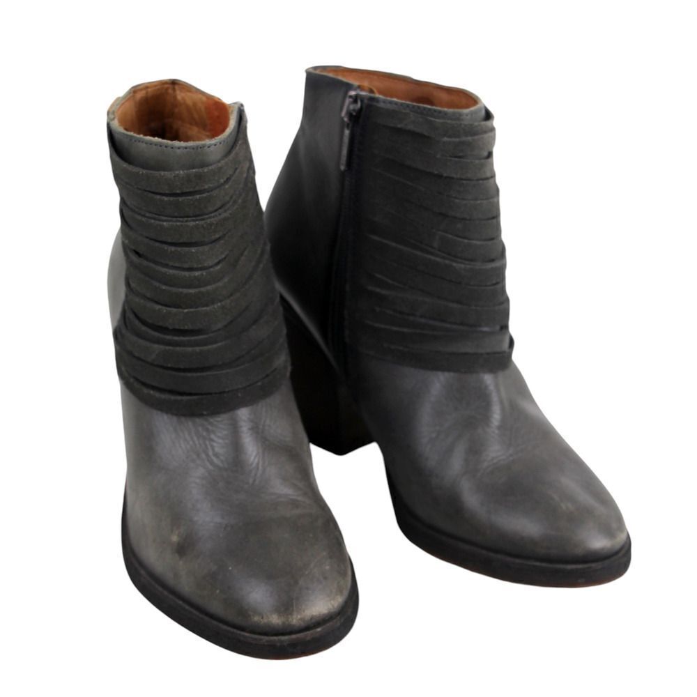 Pikolinos GRAY GENUINE LEATHER MID HEEL ROUND TOE ZIP SIDE ANKLE BOOTS Size 36